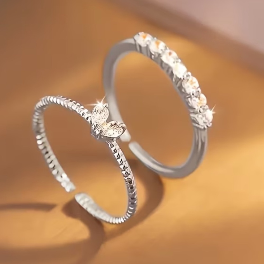 New Silver Crystal Rings Heart - Women Jewelry